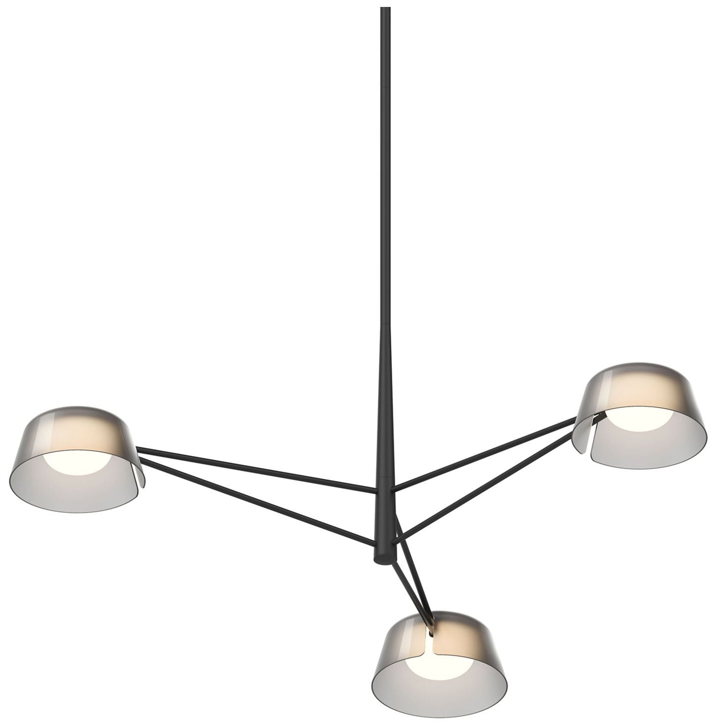 Ray 35.75"W 3-Light Satin Black Round Chandelier w/ Smoked Etched Shad