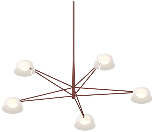 Ray 45.25"W 5-Light Oxide Red Frame Round Chandelier With Opal White S