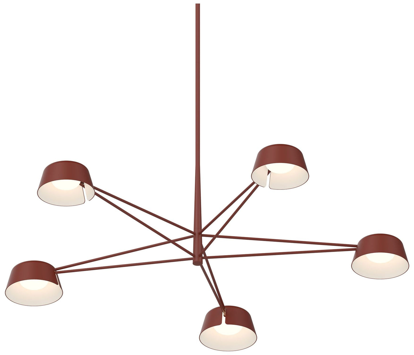 Ray 45.25"W 5-Light Oxide Red Frame Round Chandelier With Oxide Red Sh