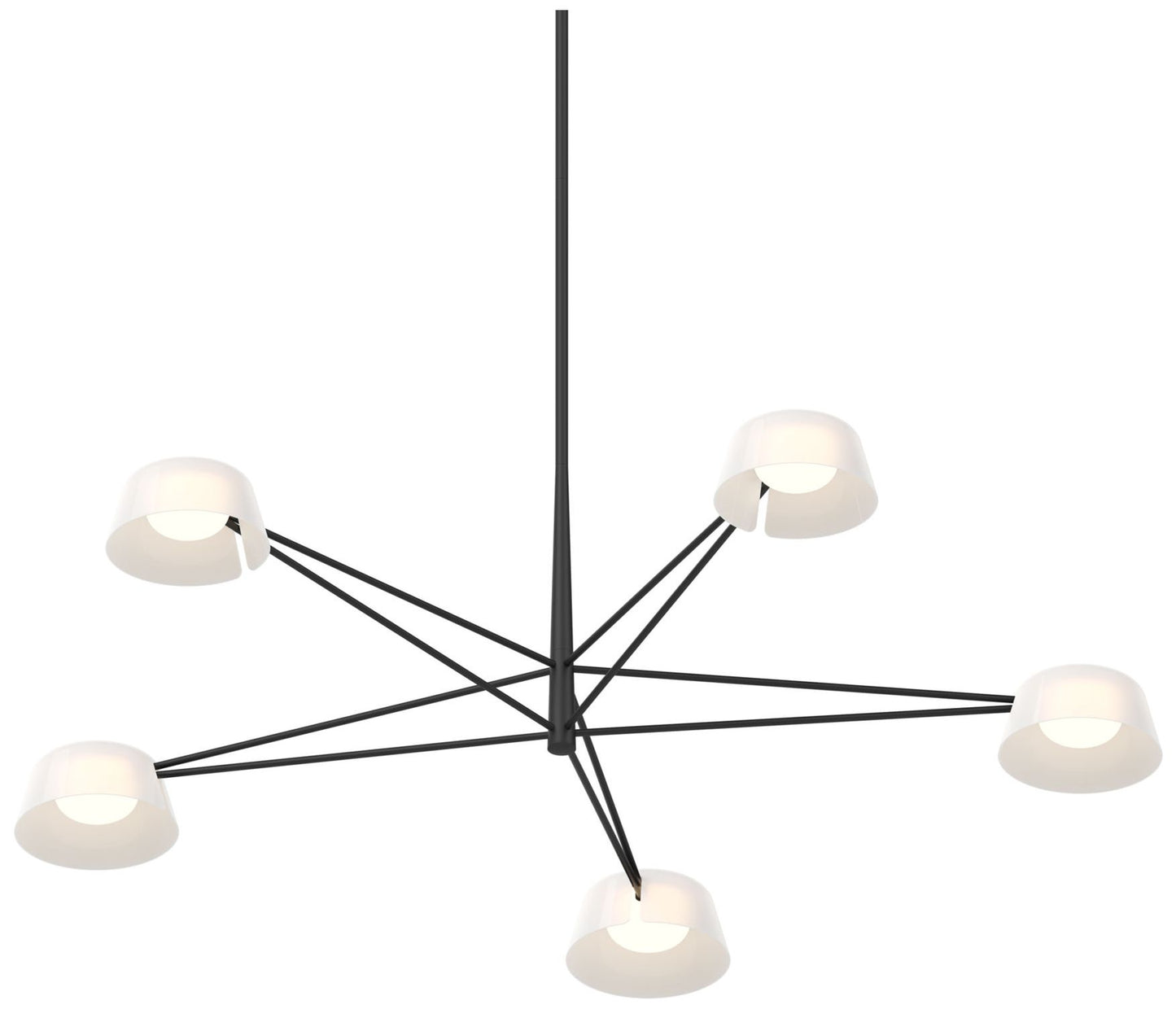 Ray 45.25"W 5-Light Satin Black Frame Round Chandelier w/ Opal White S