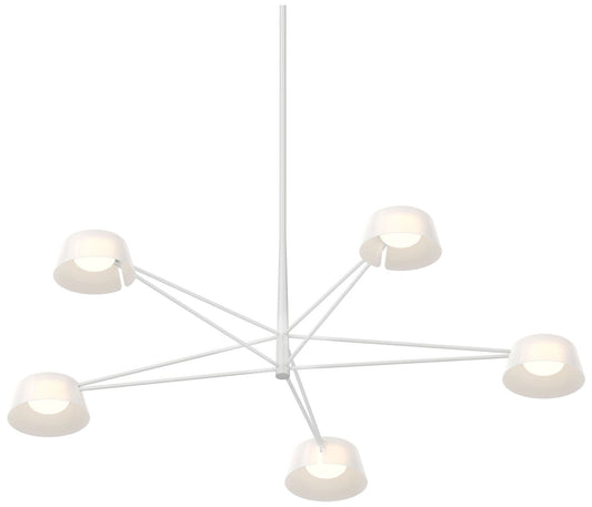 Ray 45.25"W 5-Light Warm Gray Frame Round Chandelier With Opal White S