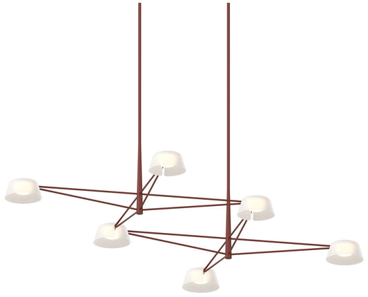 Ray 67.75"W 6-Light Oxide Red Rectangle Chandelier w/ Opal White Shade