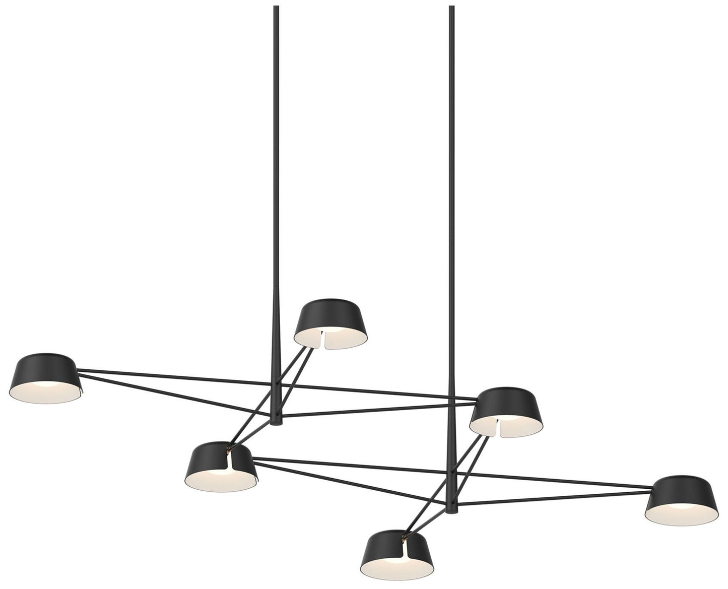 Ray 67.75"W 6-Light Satin Black Rectangle Chandelier w/ Satin Black Sh