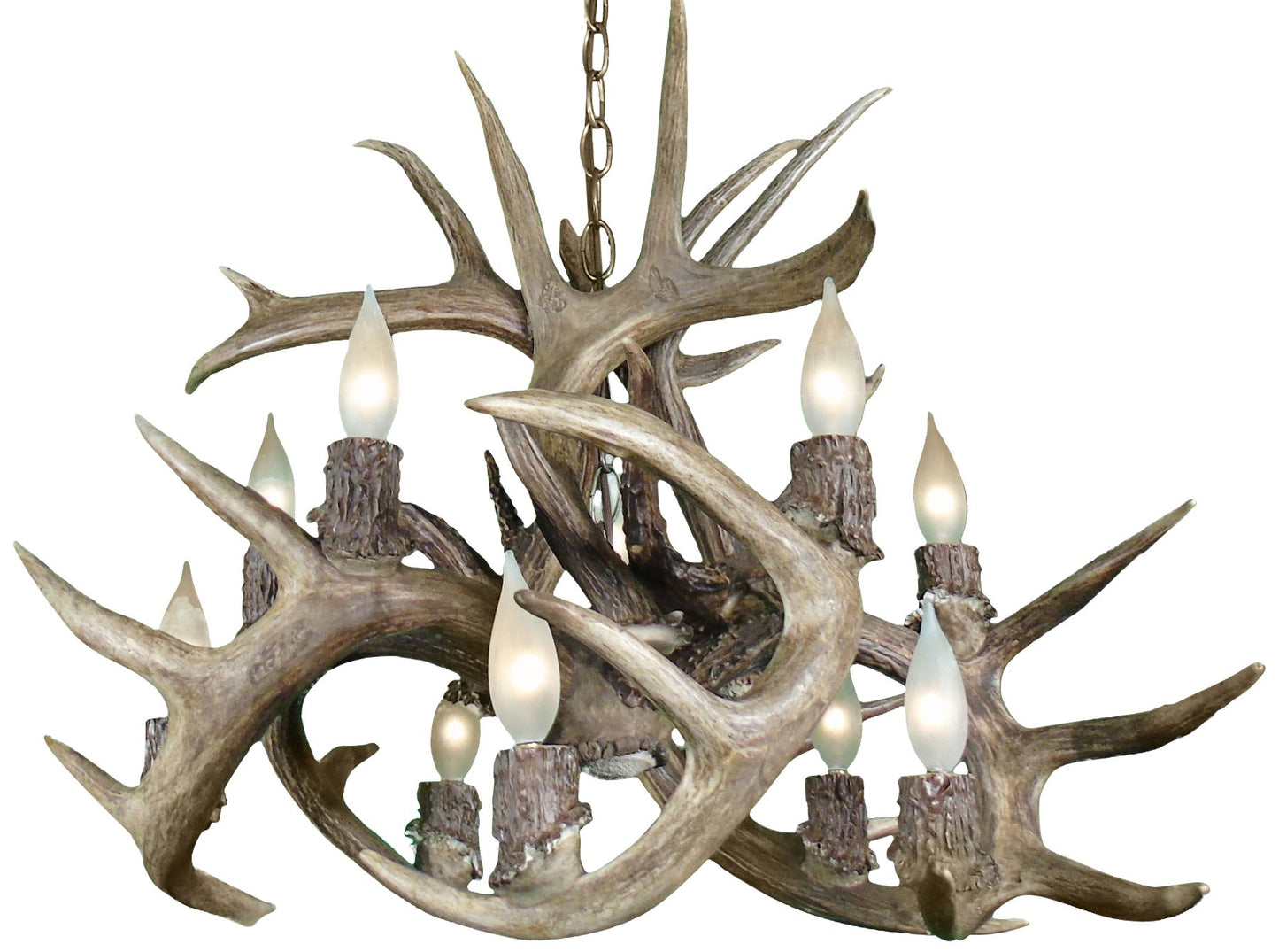 Real Antler 25" Wide Natural Brown 10-Light Chandelier