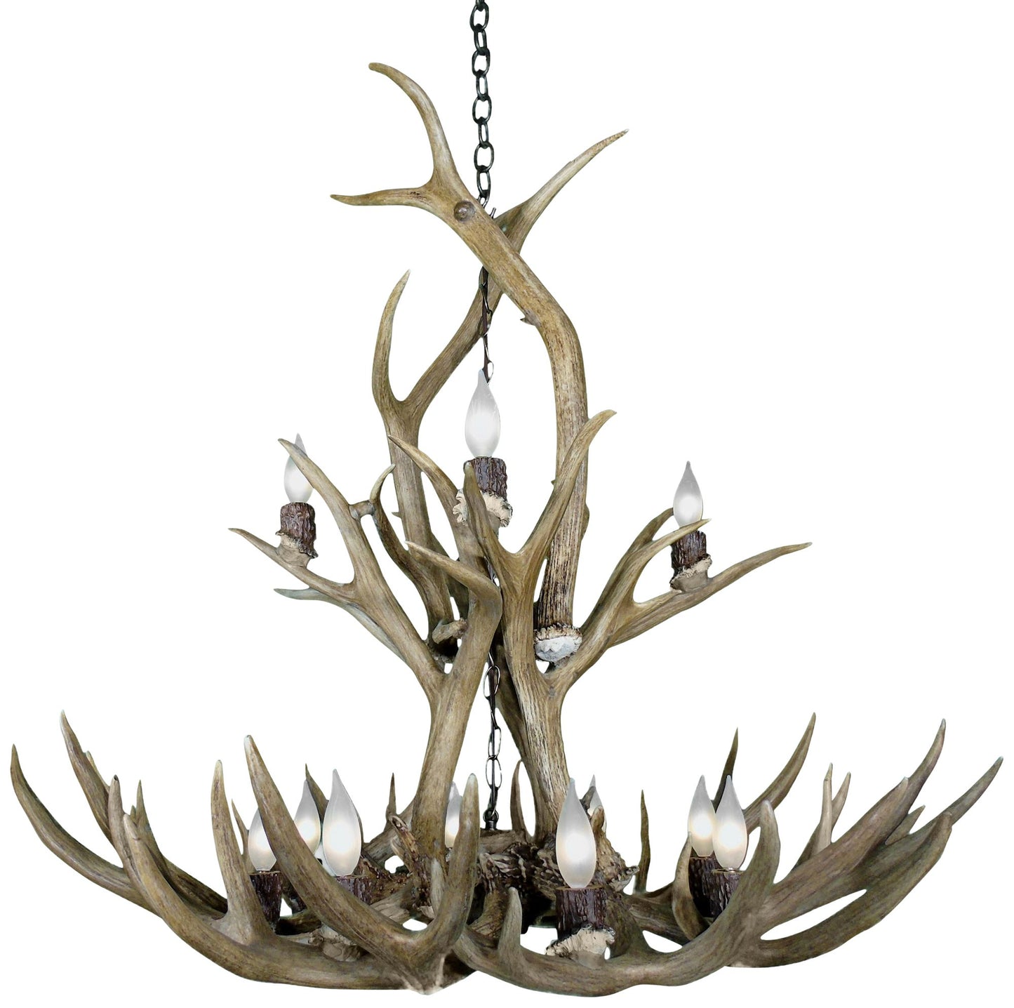 Real Antler 39" Wide Natural Brown 12-Light Chandelier