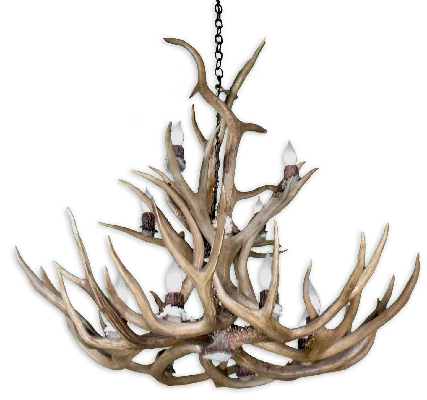 Real Antler 39" Wide Natural Brown 12-Light Chandelier