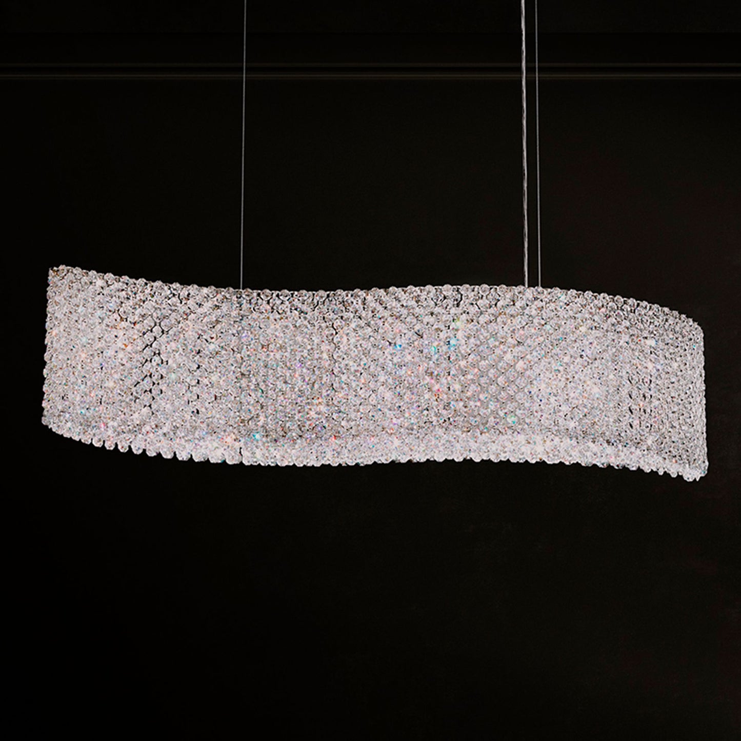 Refrax 8"H x 32"W 13-Light Crystal Pendant in Polished Stainless