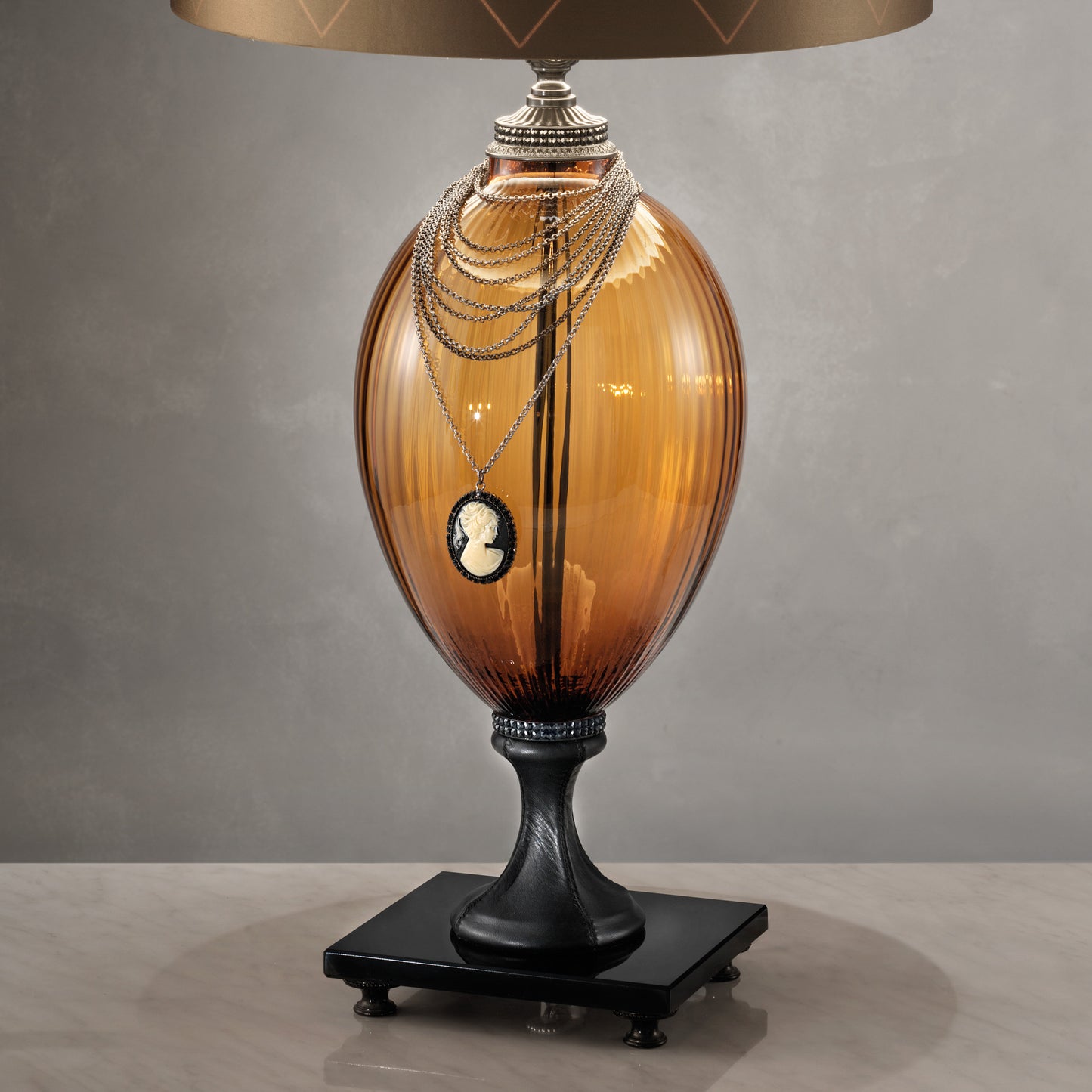 Regency Style Amber Glass Table Lamp
