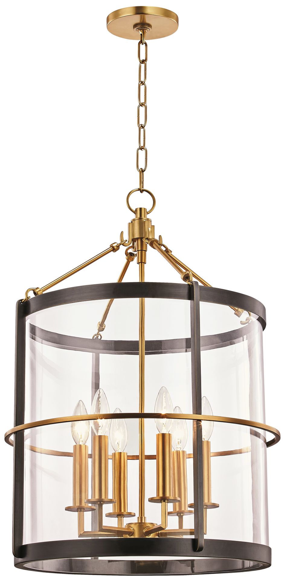 Ren 17 1/2" Wide Aged Brass and Old Bronze 6-Light Pendant