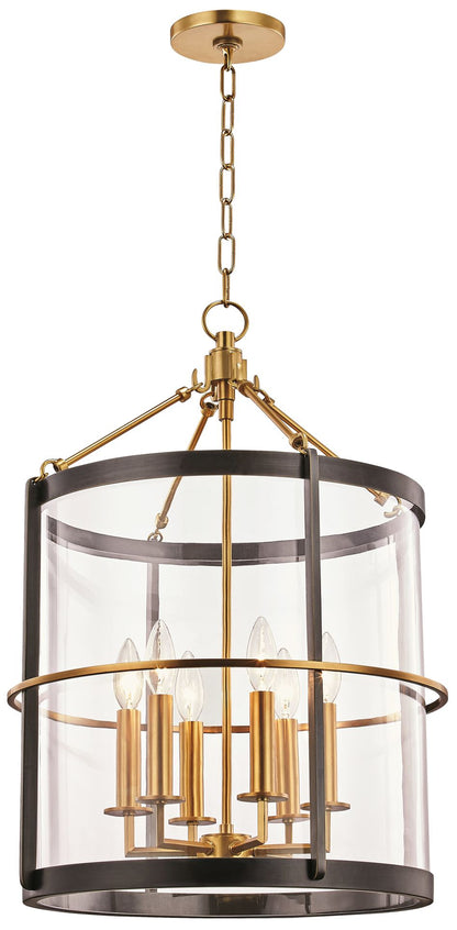 Ren 17 1/2" Wide Aged Brass and Old Bronze 6-Light Pendant