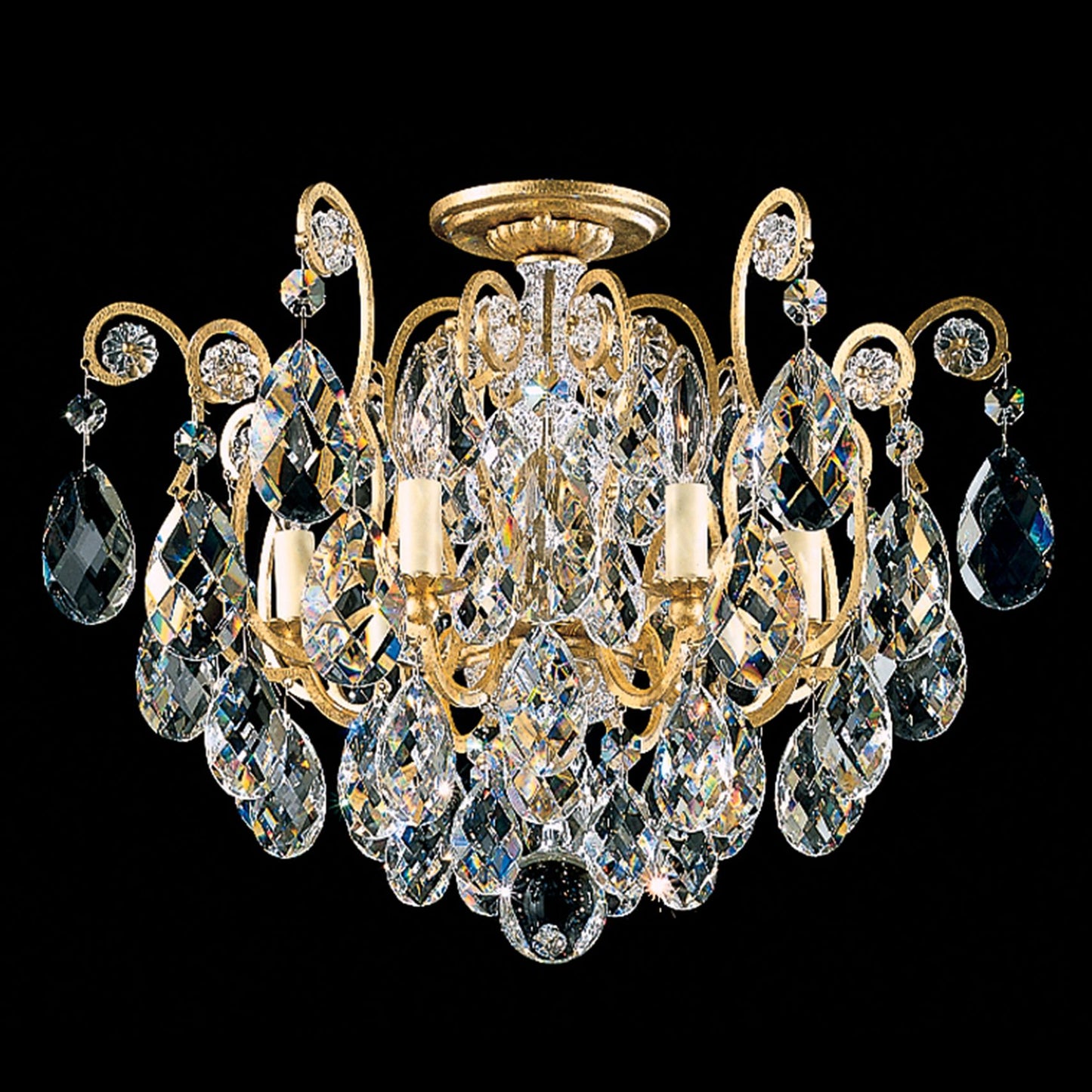 Renaissance 16"H x 20"W 6-Light Crystal Semi-Flush Mount in Etrus