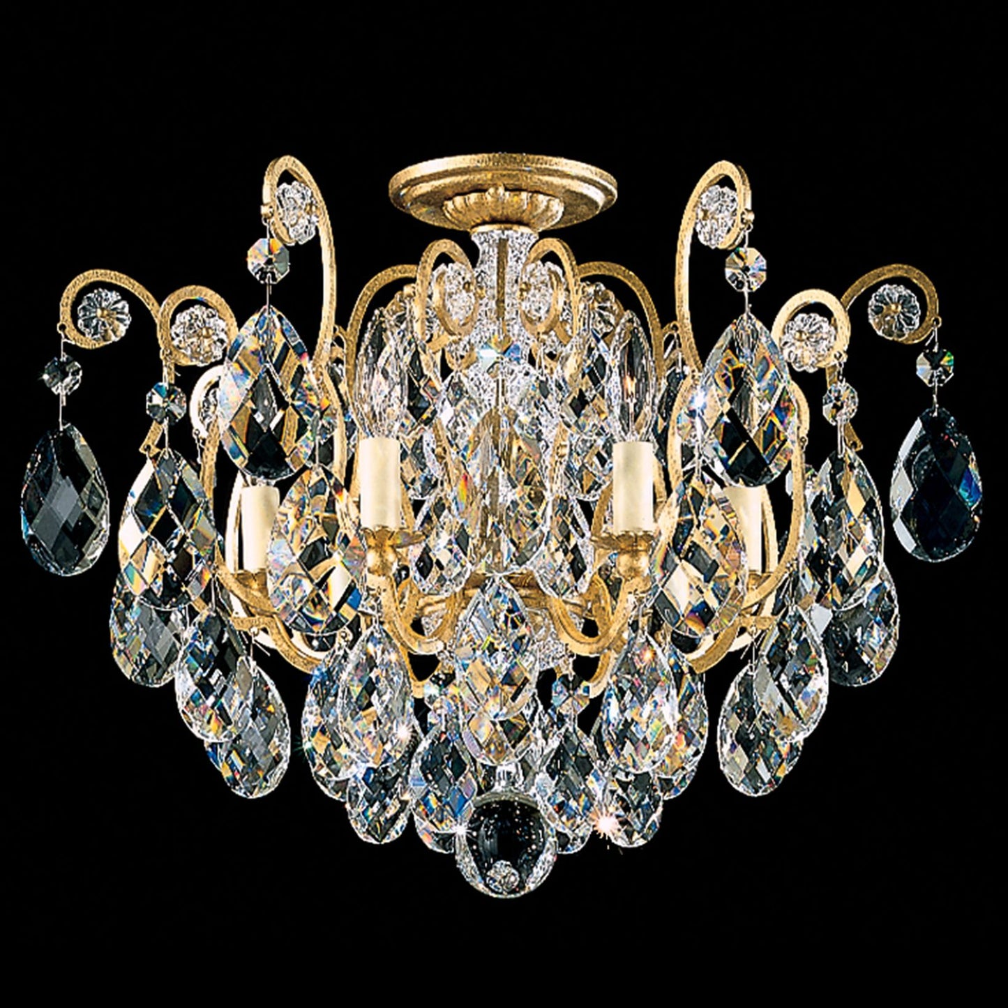 Renaissance 16"H x 20"W 6-Light Crystal Semi-Flush Mount in Heirl