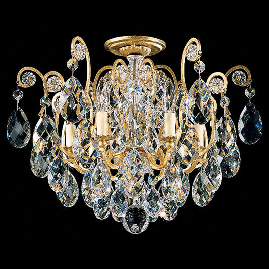 Renaissance 16"H x 20"W 6-Light Crystal Semi-Flush Mount in Heirl