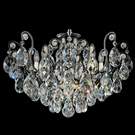 Renaissance 18"H x 26"W 6-Light Crystal Semi-Flush Mount in Antiq