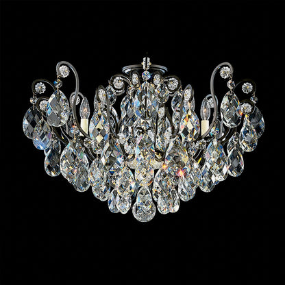 Renaissance 18"H x 26"W 6-Light Crystal Semi-Flush Mount in Black