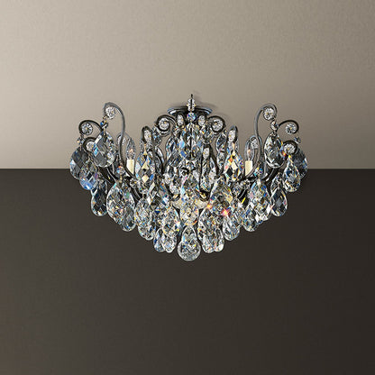 Renaissance 18"H x 26"W 6-Light Crystal Semi-Flush Mount in Black