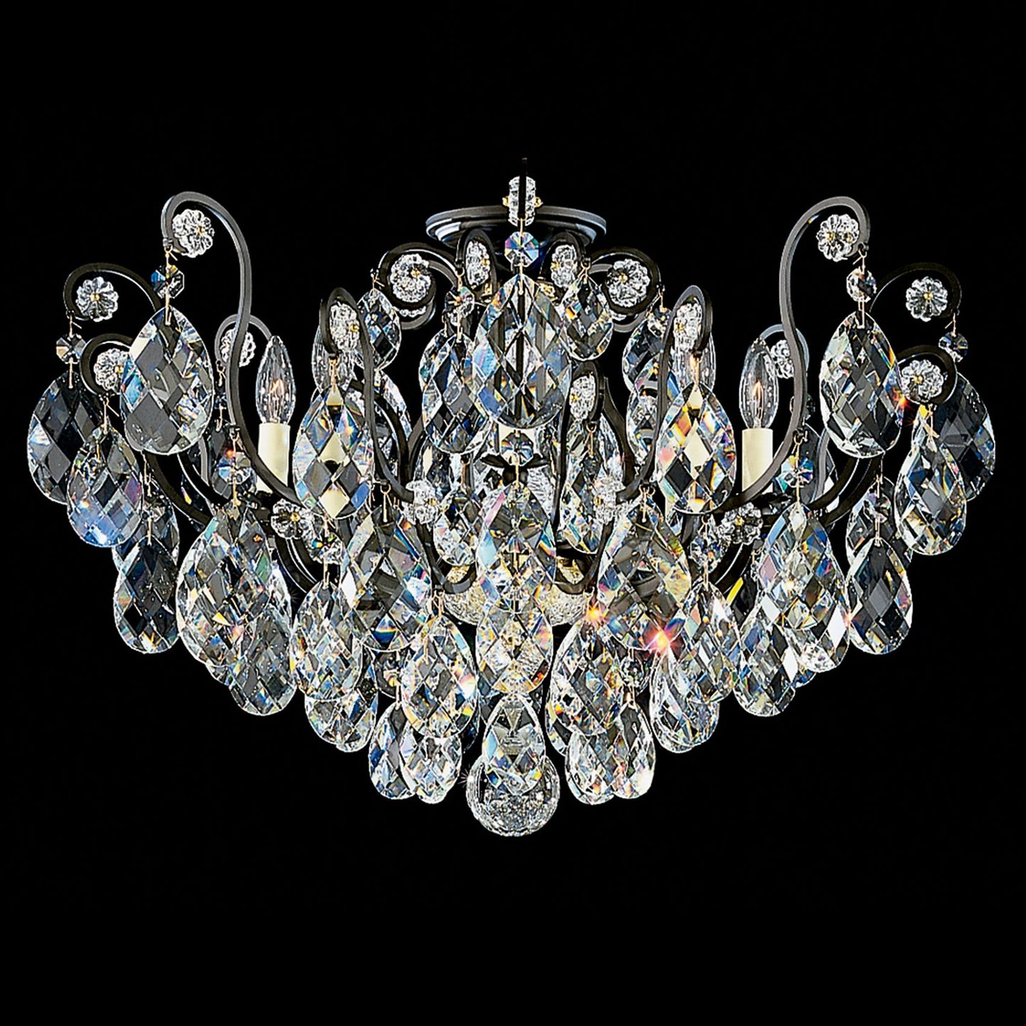 Renaissance 18"H x 26"W 6-Light Crystal Semi-Flush Mount in Frenc