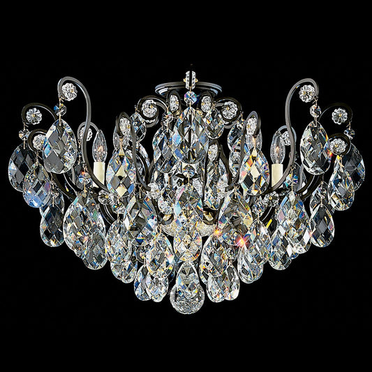 Renaissance 18"H x 26"W 6-Light Crystal Semi-Flush Mount in Heirl