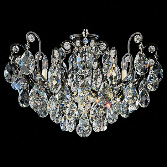 Renaissance 18"H x 26"W 6-Light Crystal Semi-Flush Mount in Heirl