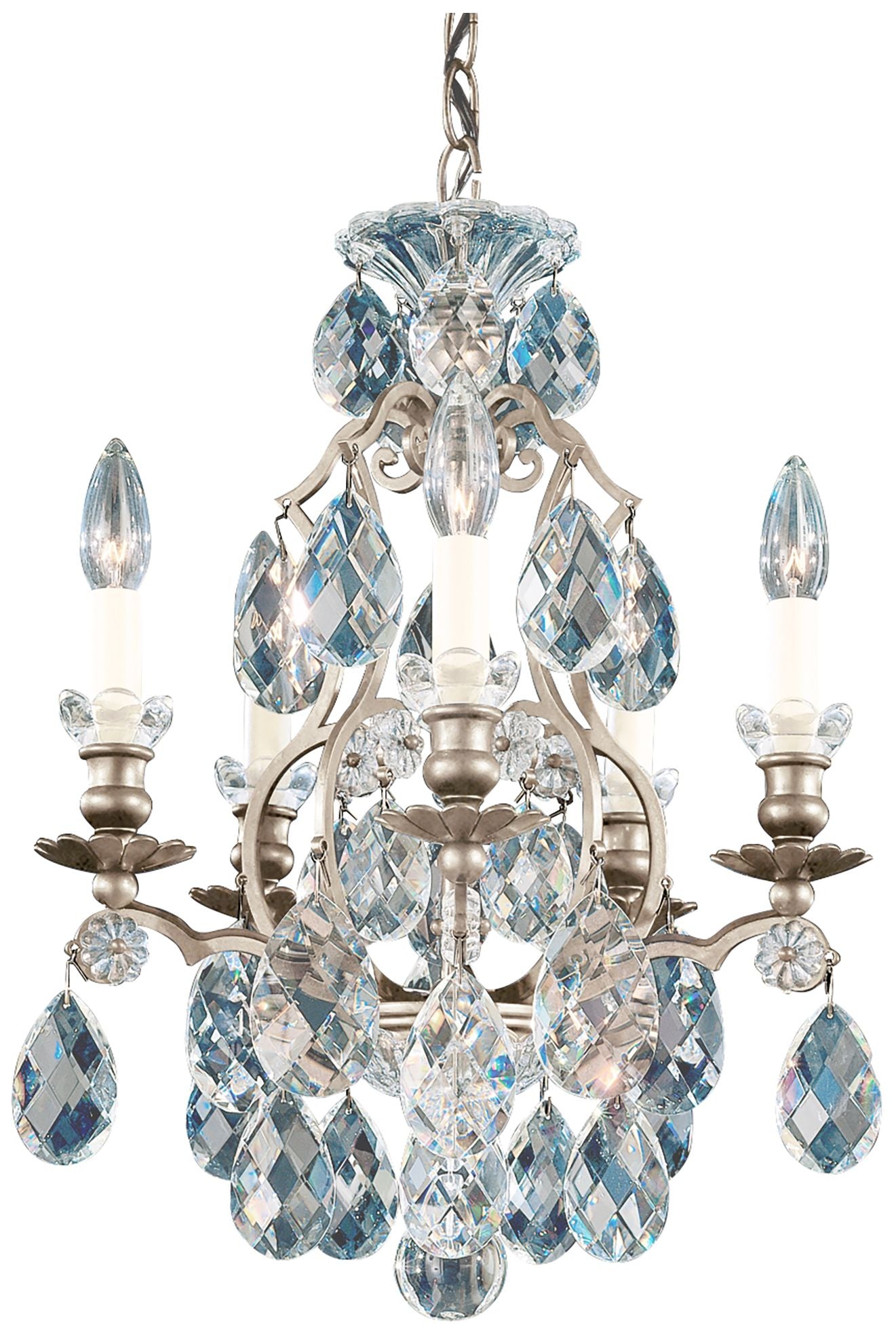 Renaissance 19"H x 14.5"W 5-Light Crystal Chandelier in Antique S