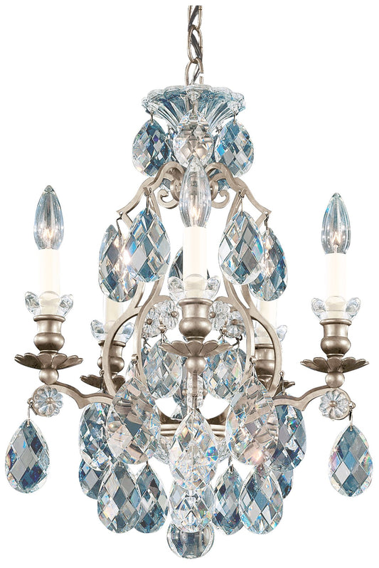 Renaissance 19"H x 14.5"W 5-Light Crystal Chandelier in Antique S