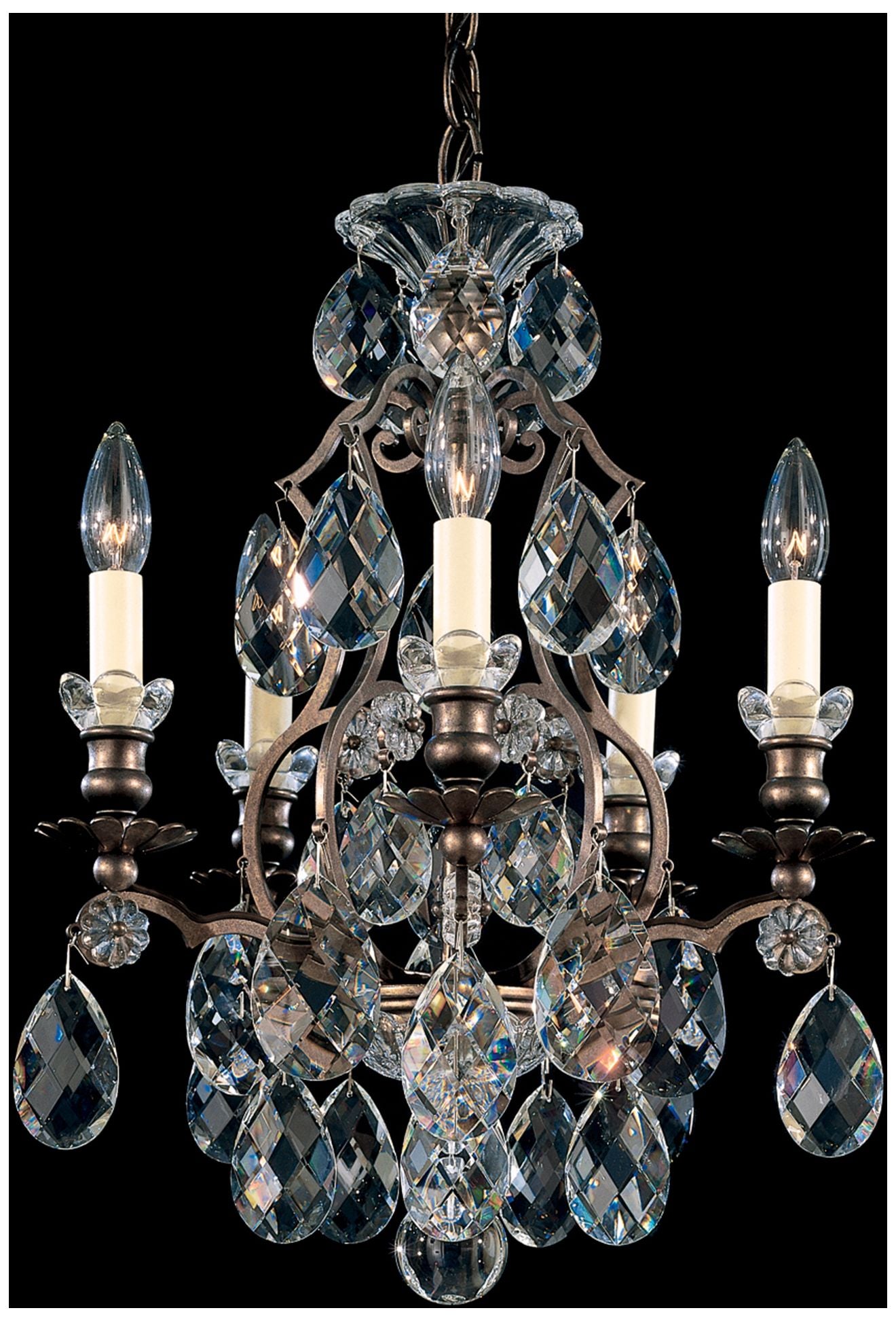 Renaissance 19"H x 14.5"W 5-Light Crystal Chandelier in Heirloom