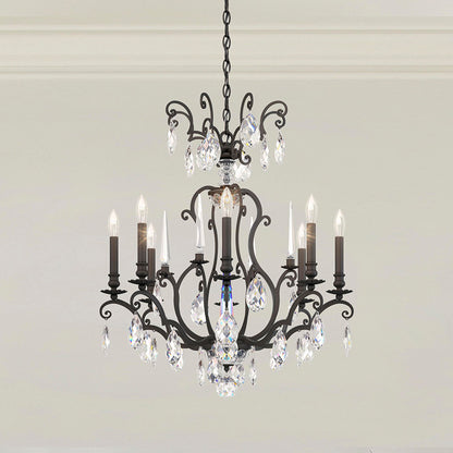 Renaissance Nouveau 31"H x 32"W 8-Light Crystal Chandelier in Bla