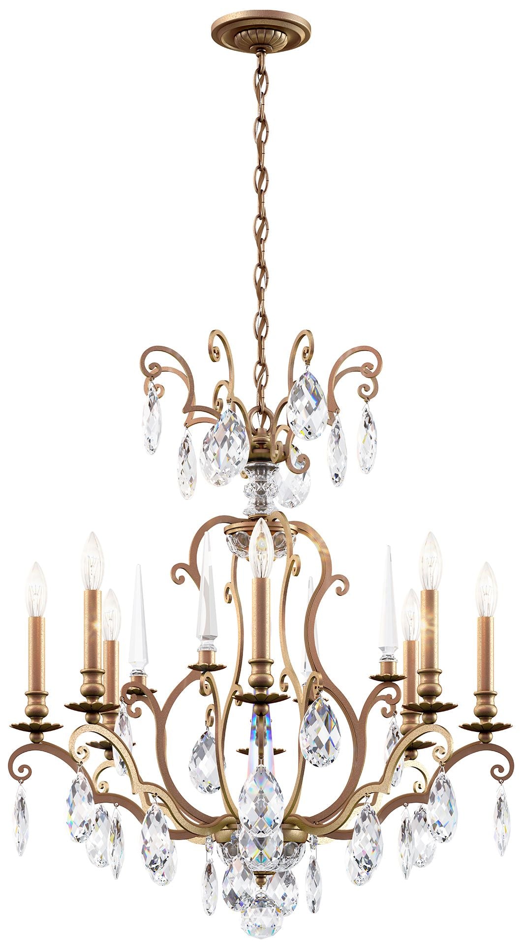 Renaissance Nouveau 31"H x 32"W 8-Light Crystal Chandelier in Etr