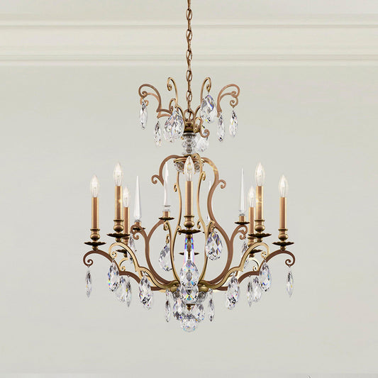 Renaissance Nouveau 31"H x 32"W 8-Light Crystal Chandelier in Etr