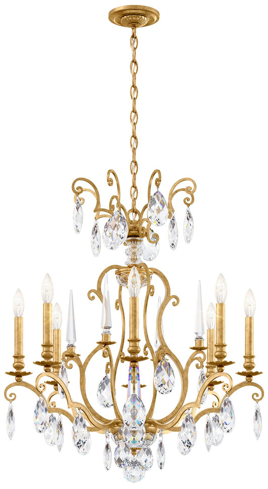 Renaissance Nouveau 31"H x 32"W 8-Light Crystal Chandelier in Hei