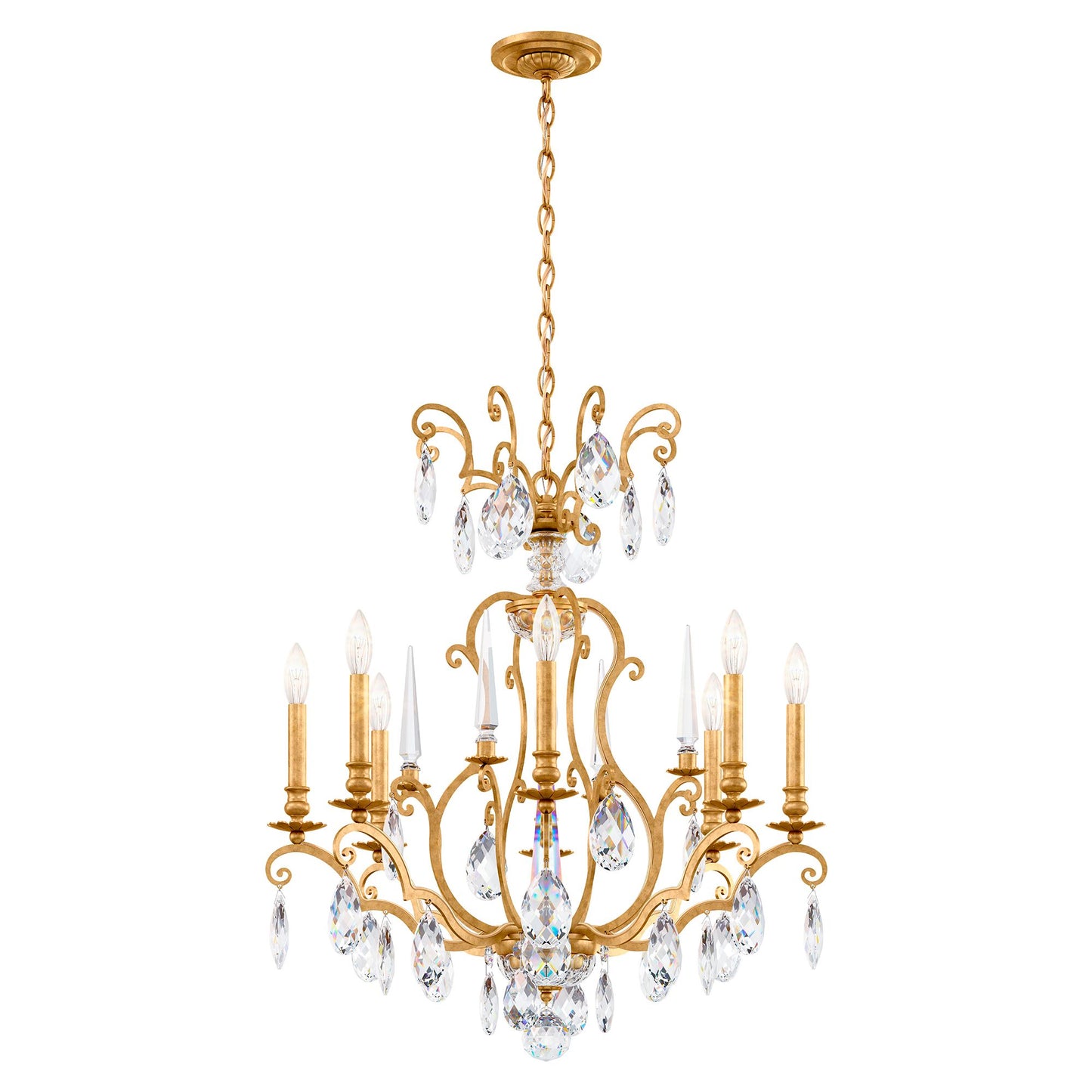 Renaissance Nouveau 31"H x 32"W 8-Light Crystal Chandelier in Hei