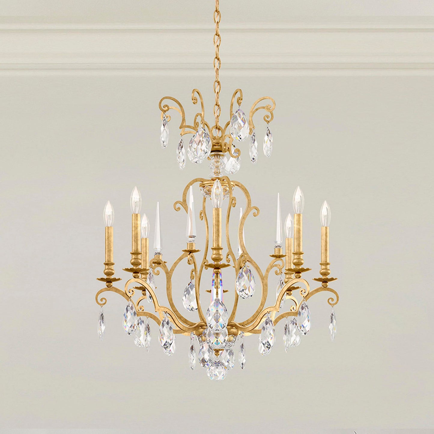 Renaissance Nouveau 31"H x 32"W 8-Light Crystal Chandelier in Hei