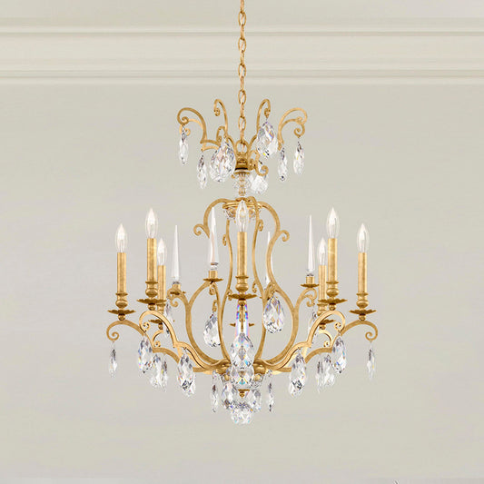 Renaissance Nouveau 31"H x 32"W 8-Light Crystal Chandelier in Hei