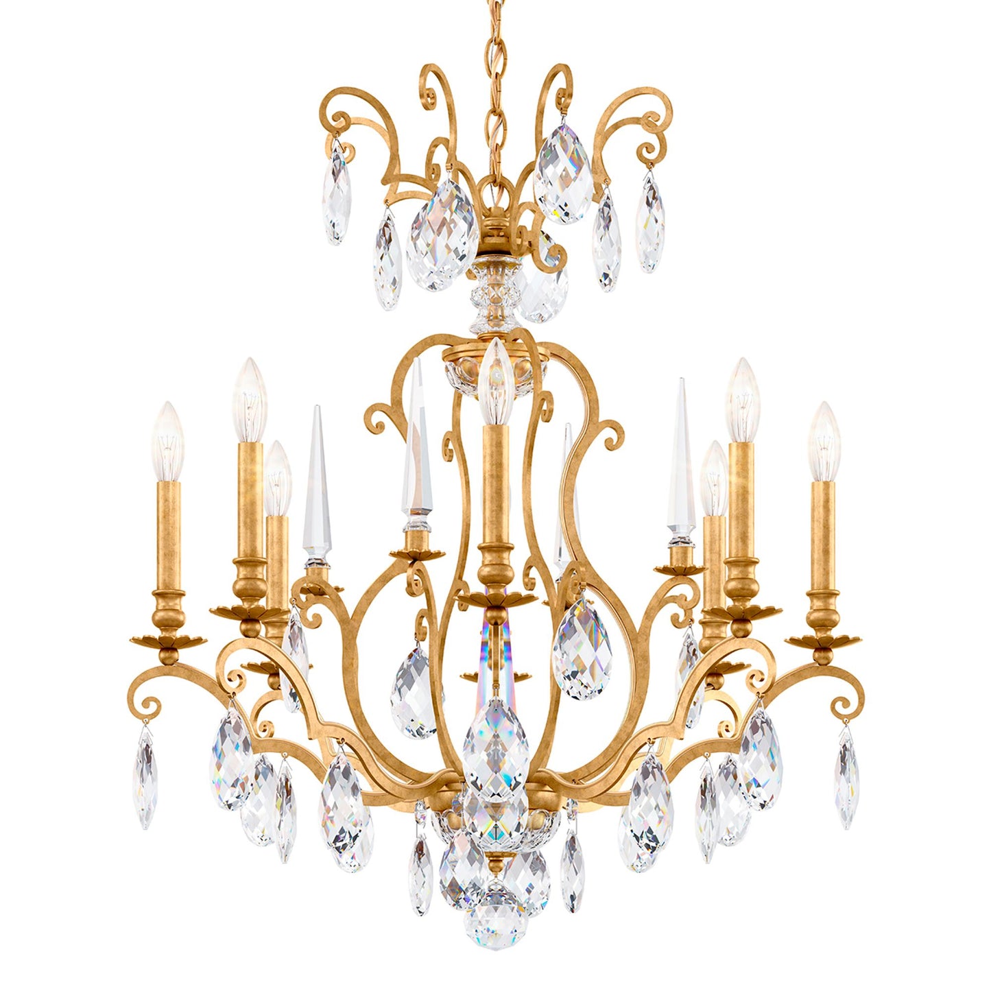Renaissance Nouveau 31"H x 32"W 8-Light Crystal Chandelier in Hei