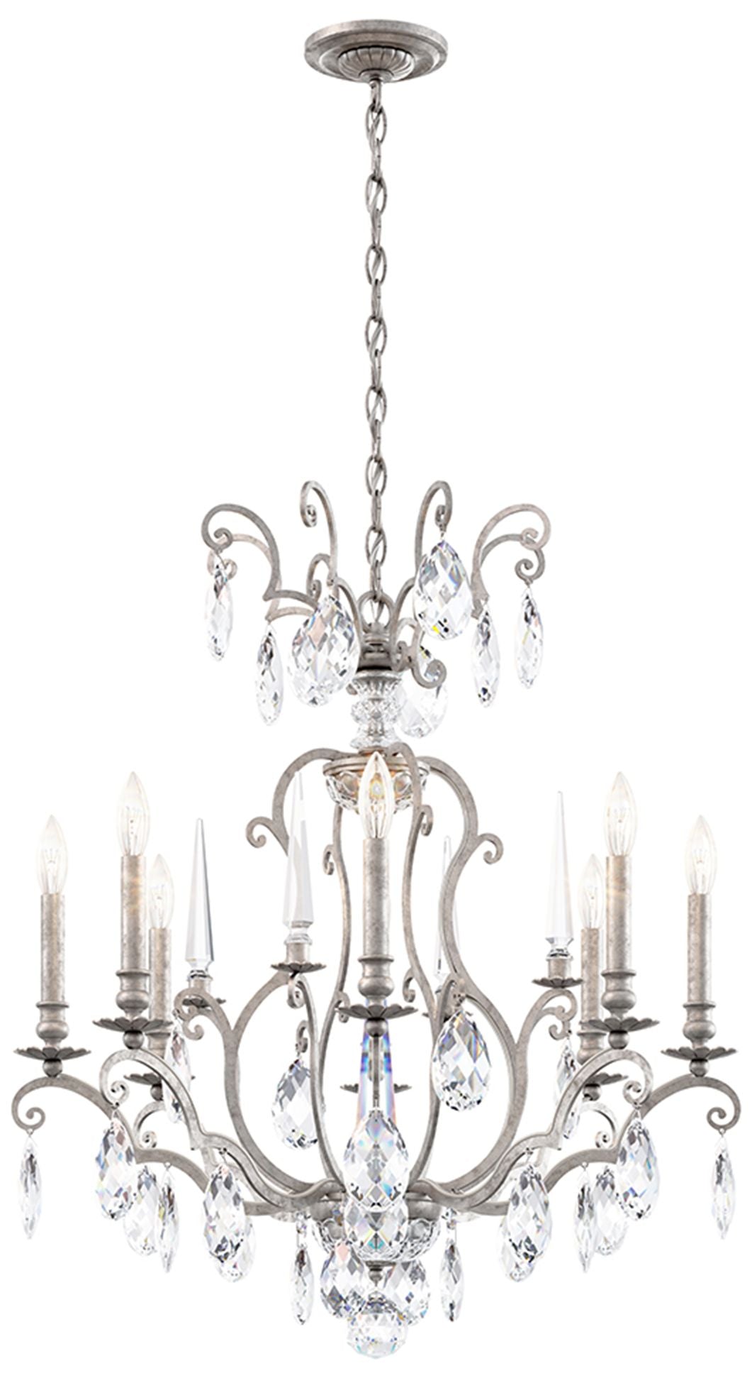 Renaissance Nouveau 31"H x 32"W 8-Lt Crystal Chandelier in Antiqu