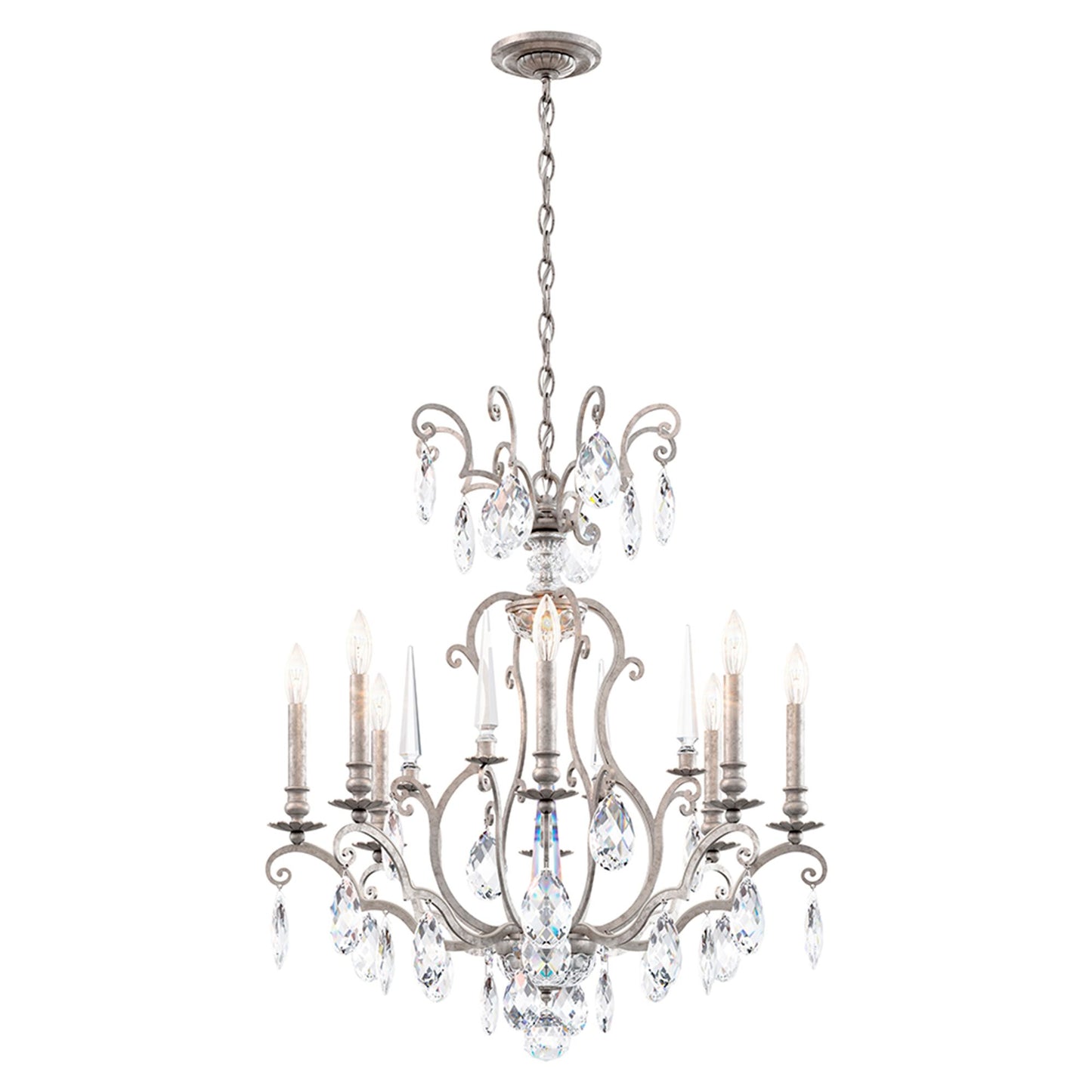Renaissance Nouveau 31"H x 32"W 8-Lt Crystal Chandelier in Antiqu