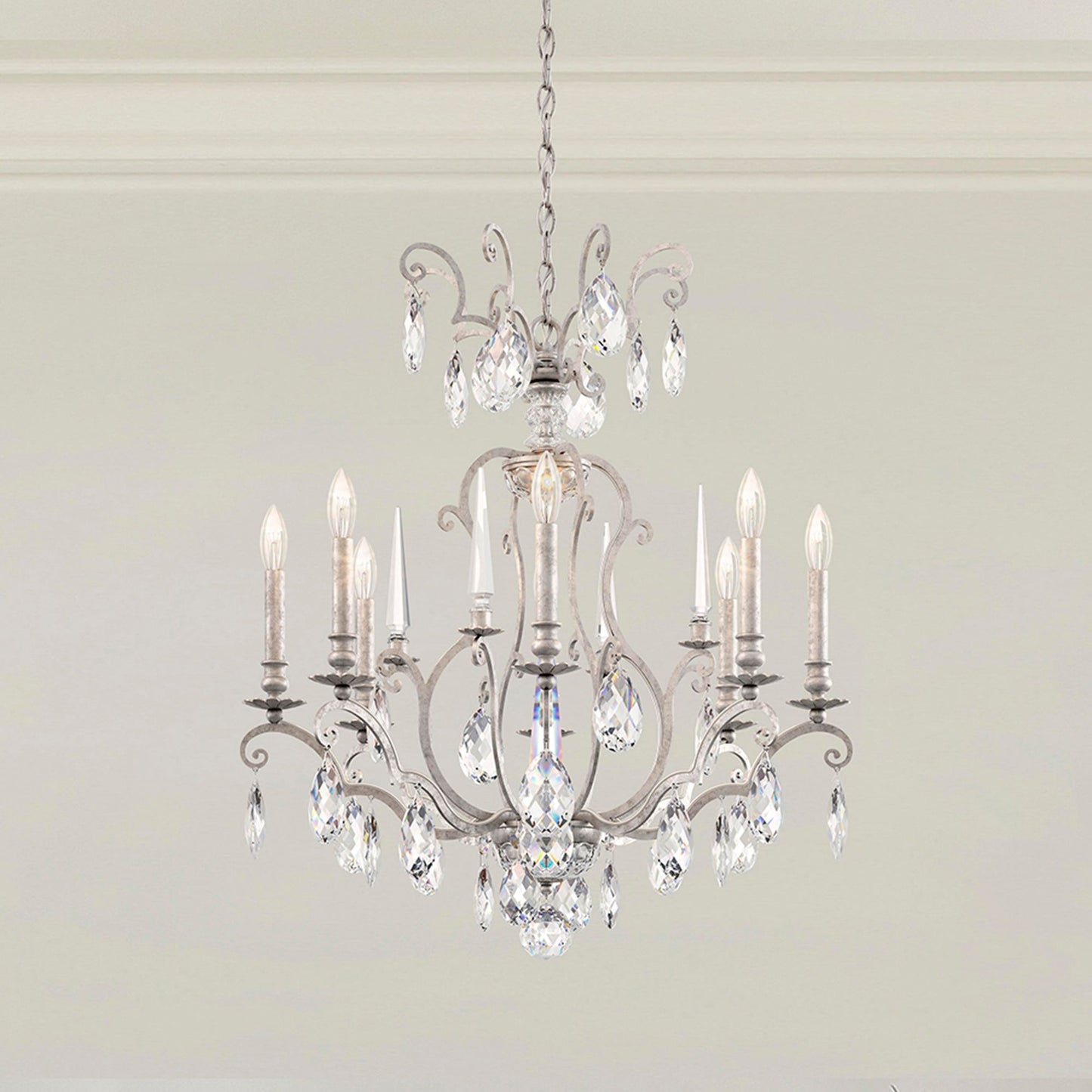 Renaissance Nouveau 31"H x 32"W 8-Lt Crystal Chandelier in Antiqu