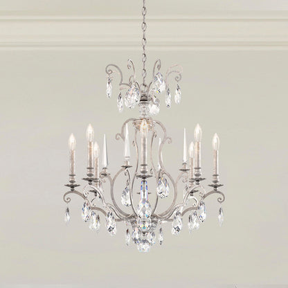 Renaissance Nouveau 31"H x 32"W 8-Lt Crystal Chandelier in Antiqu