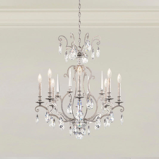Renaissance Nouveau 31"H x 32"W 8-Lt Crystal Chandelier in Antiqu