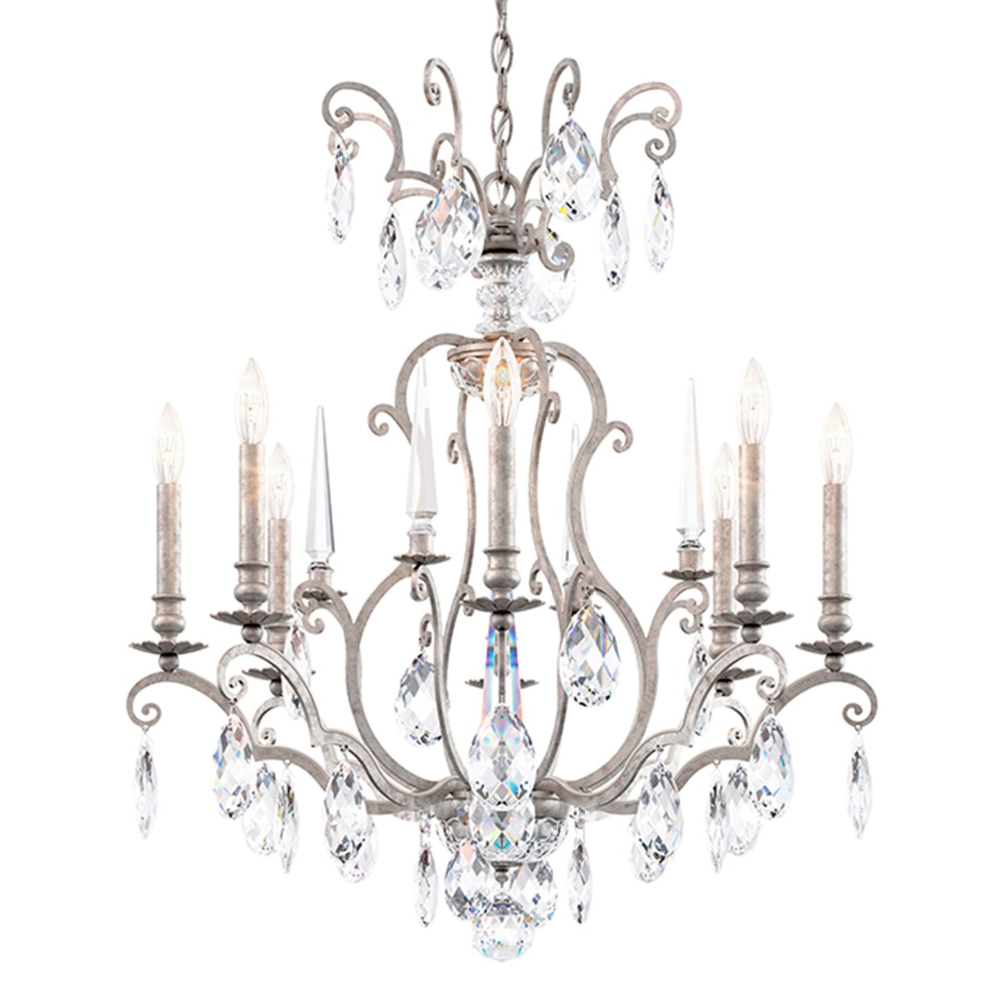 Renaissance Nouveau 31"H x 32"W 8-Lt Crystal Chandelier in Antiqu