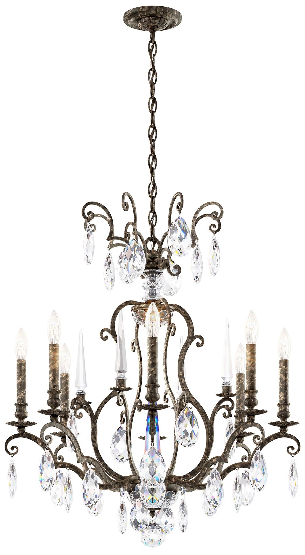 Renaissance Nouveau 31"H x 32"W 8-Lt Crystal Chandelier in Heirlo