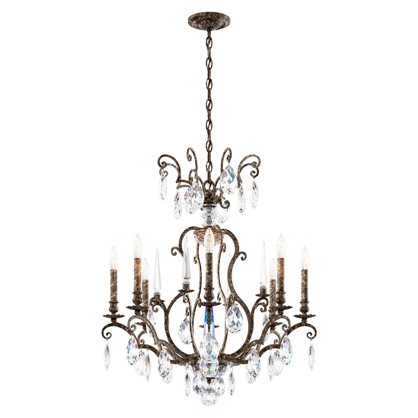 Renaissance Nouveau 31"H x 32"W 8-Lt Crystal Chandelier in Heirlo