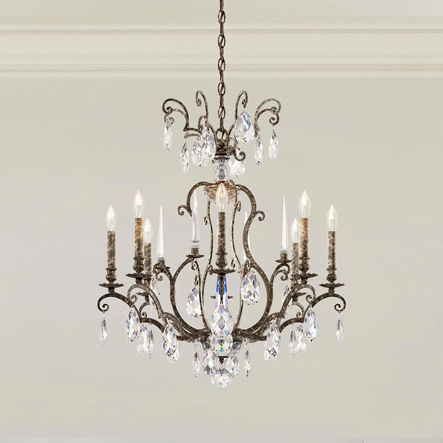 Renaissance Nouveau 31"H x 32"W 8-Lt Crystal Chandelier in Heirlo