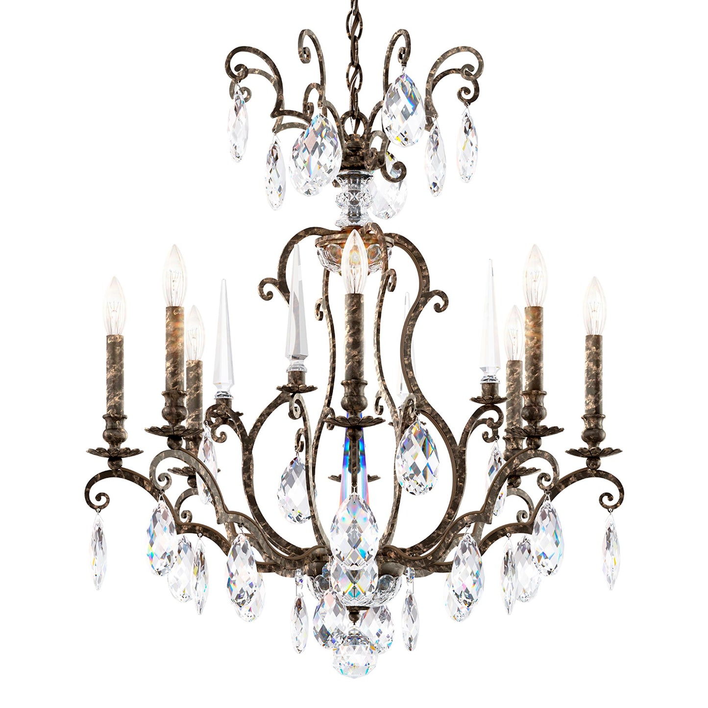 Renaissance Nouveau 31"H x 32"W 8-Lt Crystal Chandelier in Heirlo