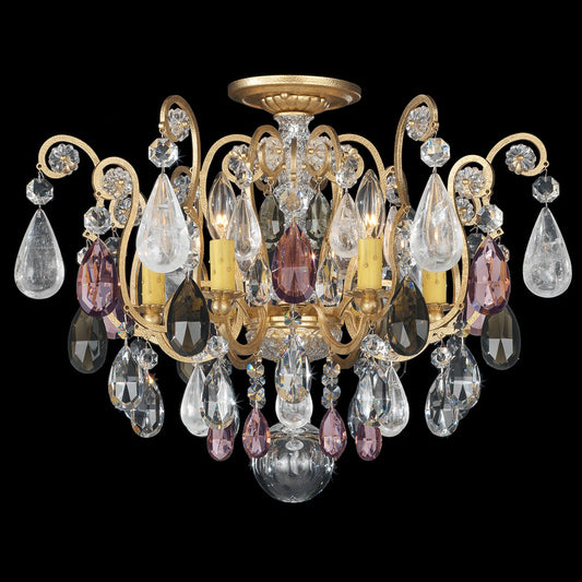 Renaissance Rock Crystal 16"H x 20"W 6-Light Semi-Flush in Antiqu