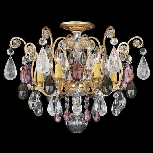 Renaissance Rock Crystal 16"H x 20"W 6-Light Semi-Flush in Antiqu