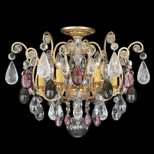 Renaissance Rock Crystal 16"H x 20"W 6-Light Semi-Flush in Antiqu