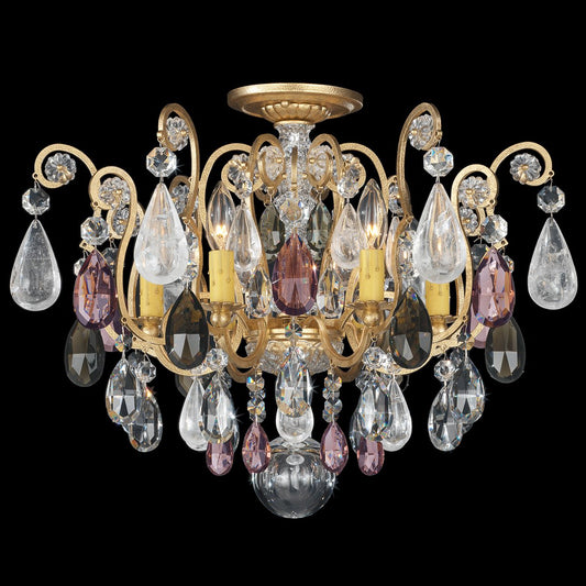 Renaissance Rock Crystal 16"H x 20"W 6-Light Semi-Flush in Antiqu