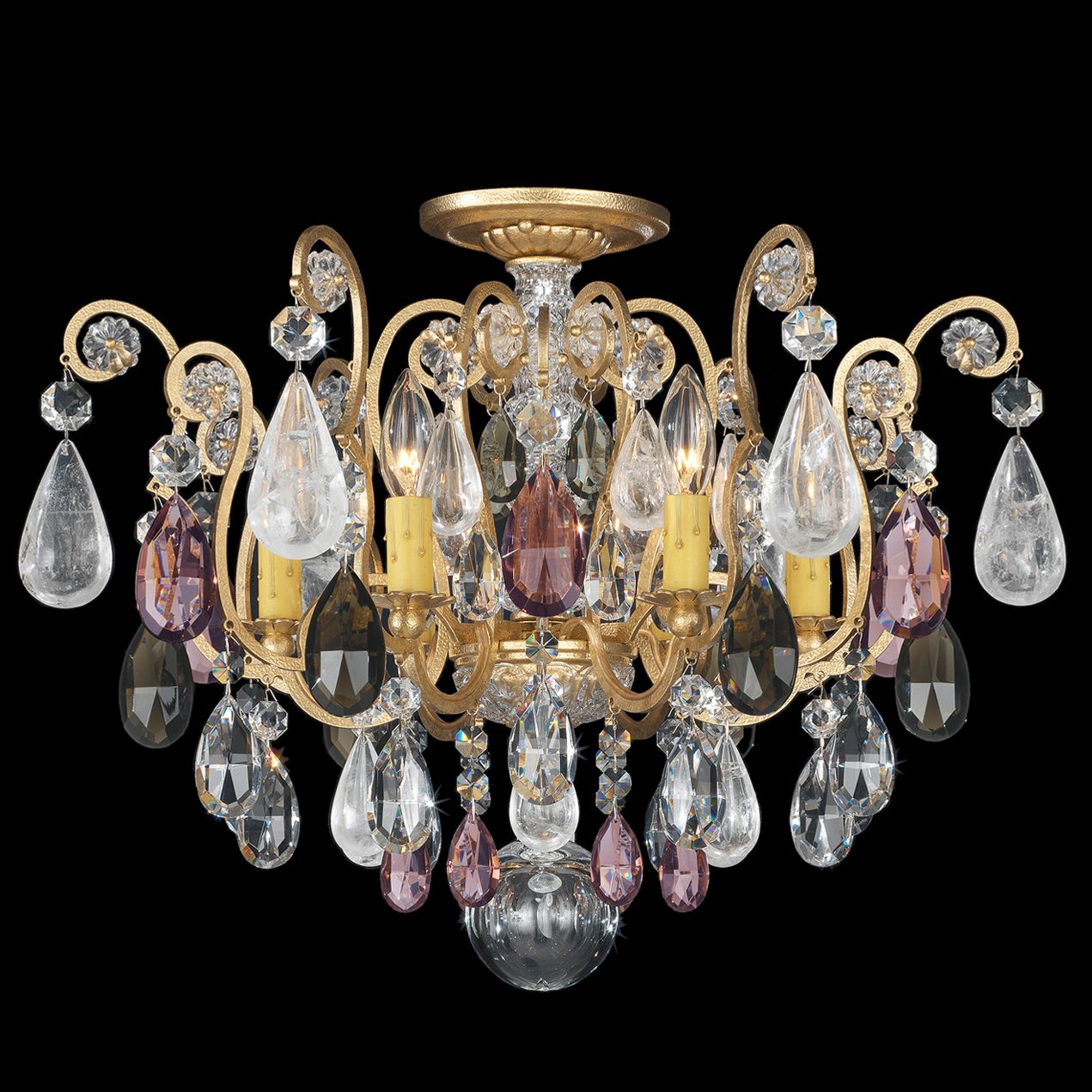 Renaissance Rock Crystal 16"H x 20"W 6-Light Semi-Flush in French