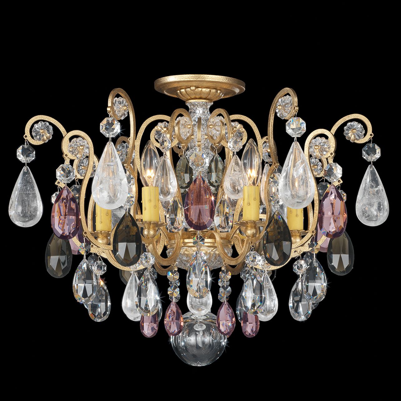 Renaissance Rock Crystal 16"H x 20"W 6-Light Semi-Flush Mount in